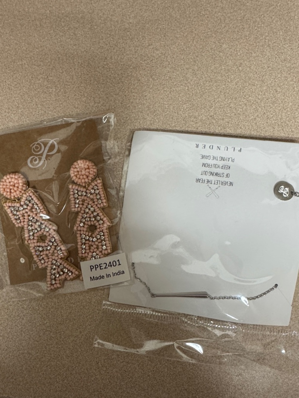 Plunder Blush Pink Beaded Drop Earrings